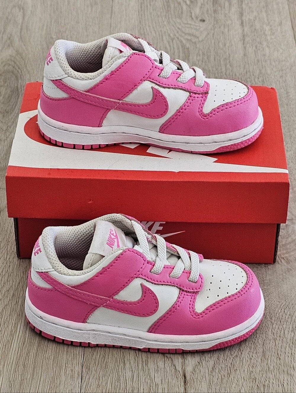 Nike Dunk Low Toddler Girls Pink White Sneakers Size 7C